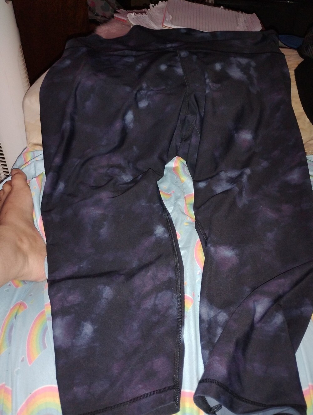 Plus Size Old Navy Black and Purple Tie-Dye Active Leggings